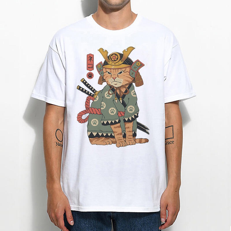 Cat Samurai 短袖T恤 2色 日本 將軍 武士 貓 劍客 Japanese-細節圖2
