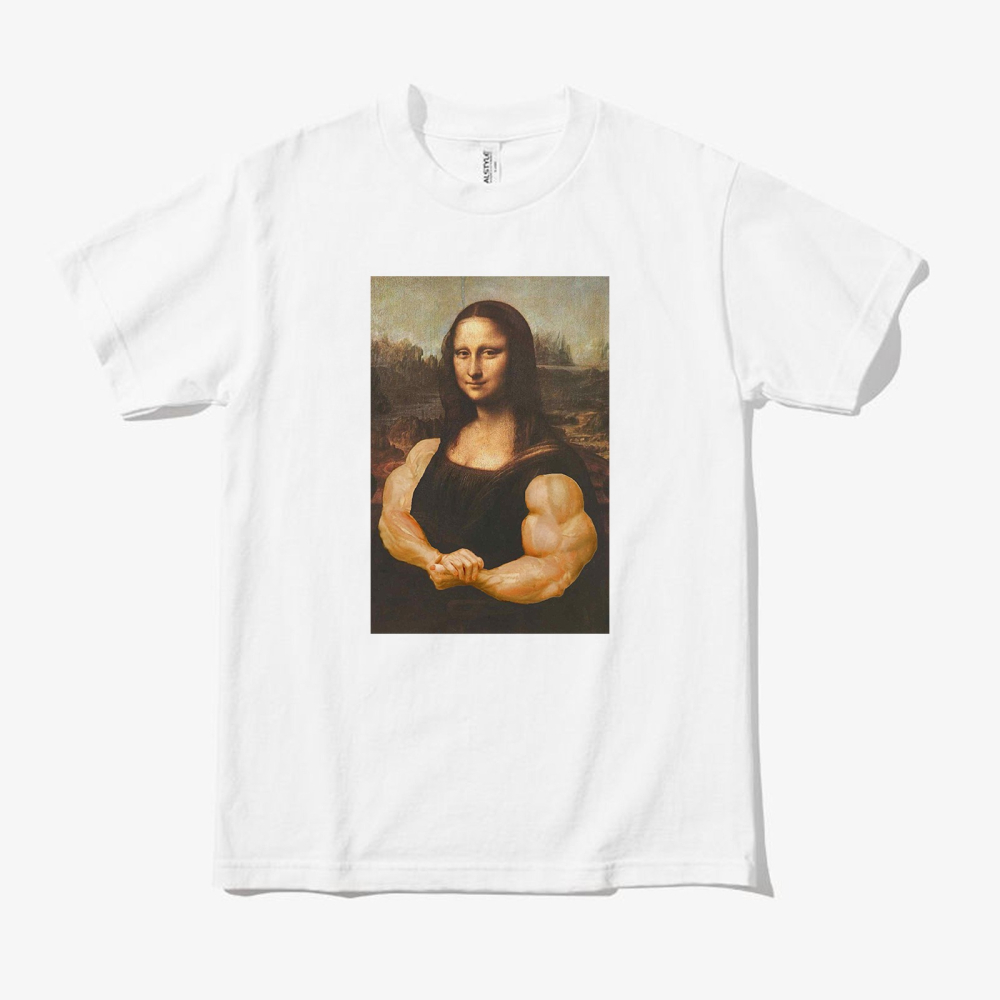 Mona Lisa Muscles Gym 短袖T恤 3色 油畫 健身 肌肉 蒙娜麗莎 印花潮T-細節圖2