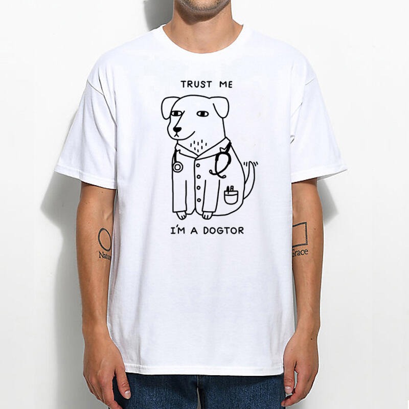 Trust Me I＇m A Dogtor 短袖T恤 4色 歐美潮牌設計插圖狗狗醫生印花潮T-細節圖2