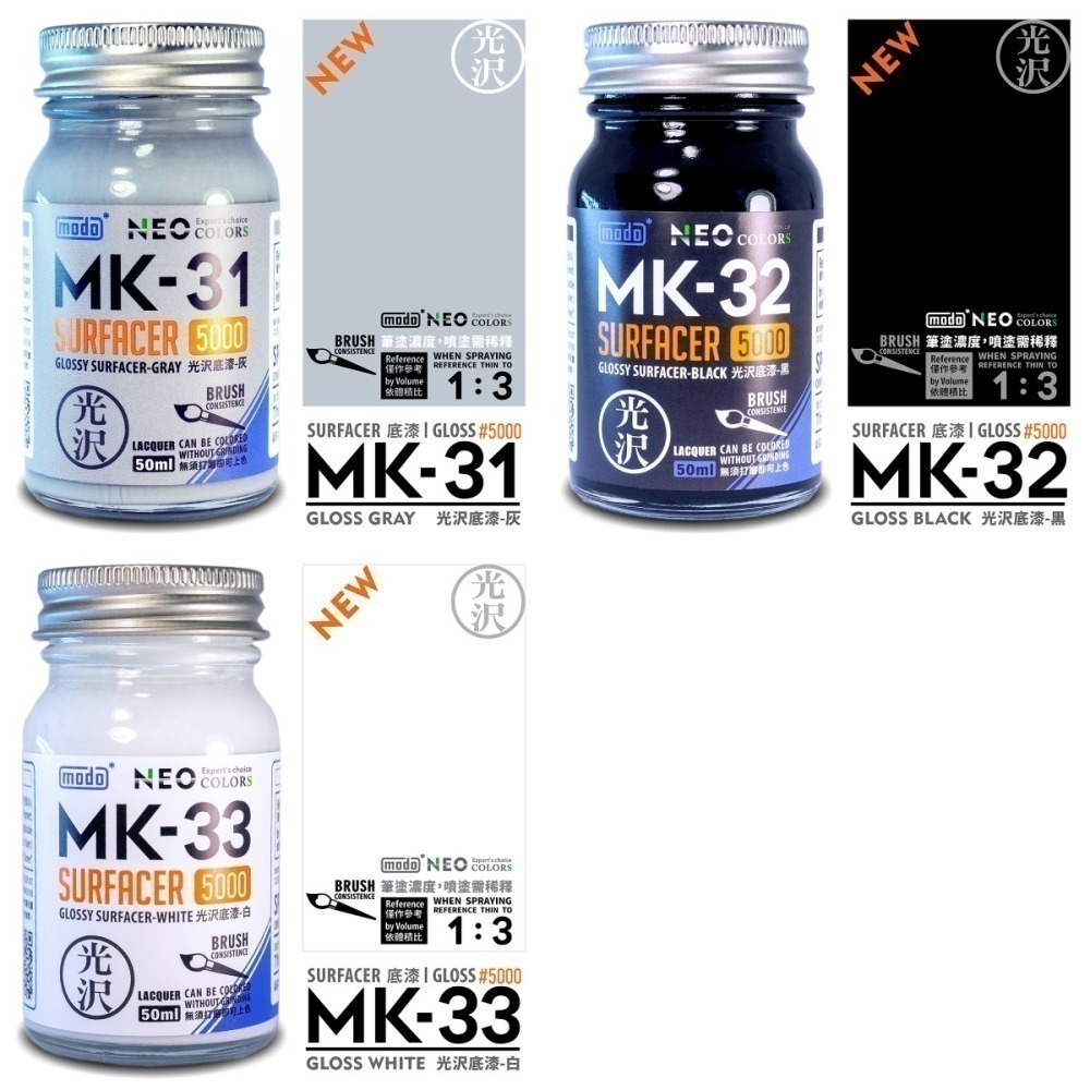 [从人] 摩多 modo NEO MK 極細液態補土 極細光澤底漆 水補土 補土 液態補土 底漆 黑 灰 白 粉紅 紫-細節圖3