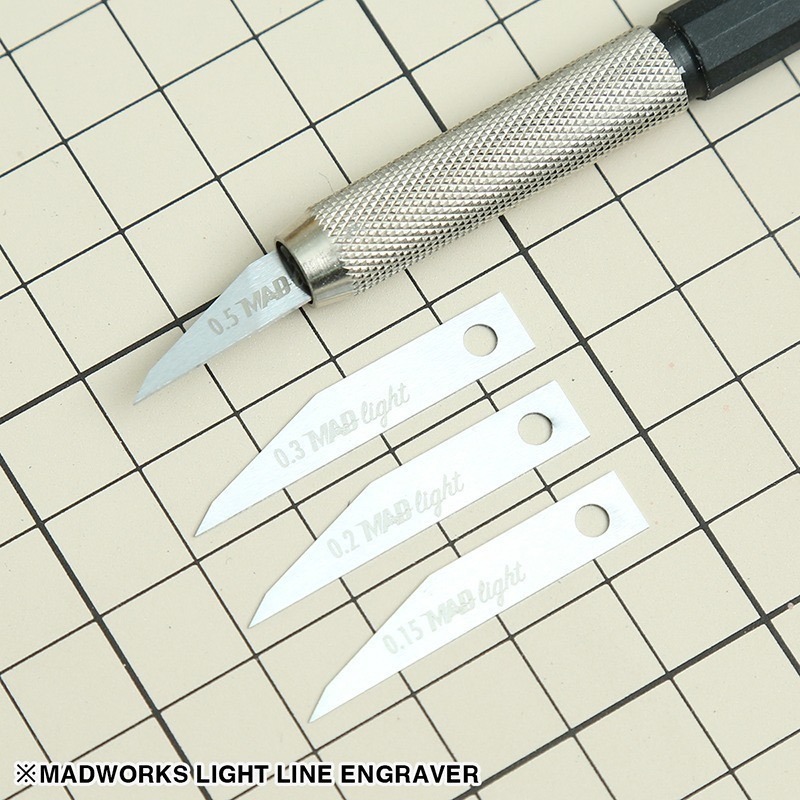 [从人] Madworks Light 刻線刀 極薄刃 鷹嘴刀 MAD 鋼彈 模型 刻線工具 替換式 雕刻刀 推刀-細節圖2