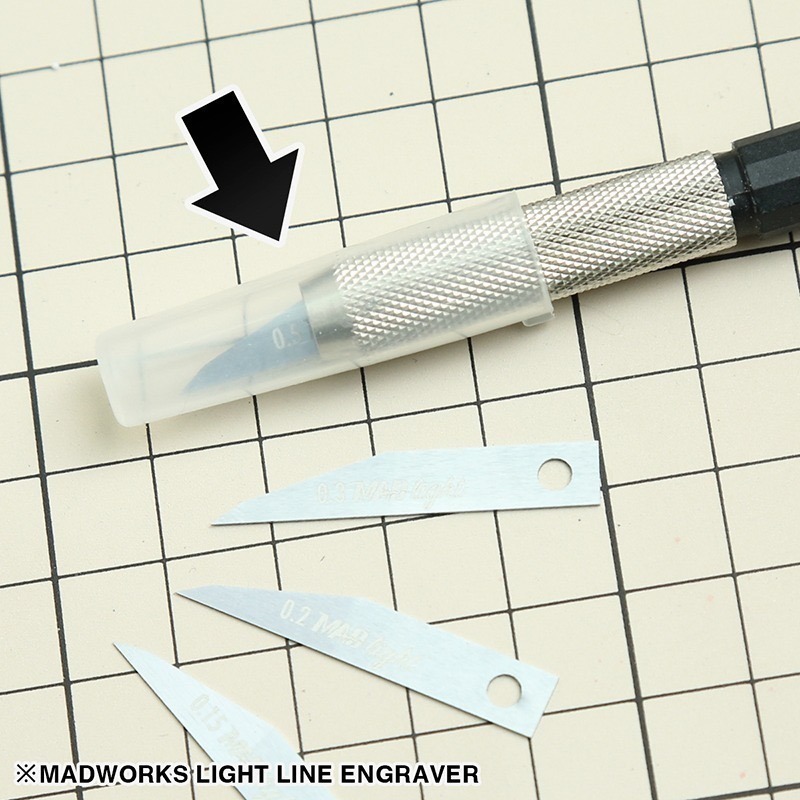 [从人] Madworks Light 刻線刀 極薄刃 鷹嘴刀 MAD 鋼彈 模型 刻線工具 替換式 雕刻刀 推刀-細節圖3
