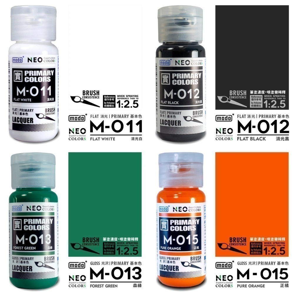 [从人] 摩多 modo NEO M 001~031 基礎色 透明保護漆 消光添加劑 白 黑 紅 藍 黃 綠 橘 紫-細節圖4