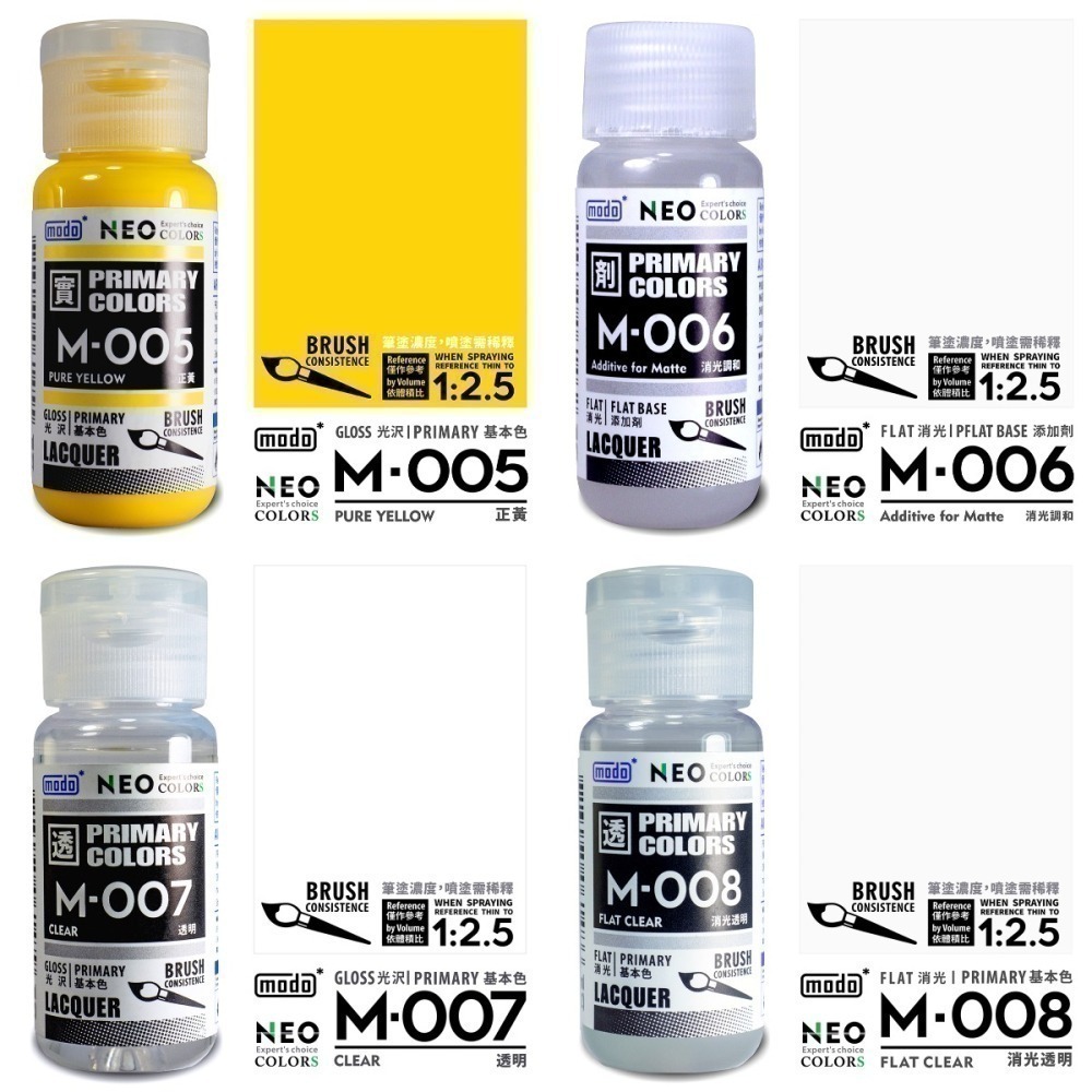 [从人] 摩多 modo NEO M 001~031 基礎色 透明保護漆 消光添加劑 白 黑 紅 藍 黃 綠 橘 紫-細節圖3