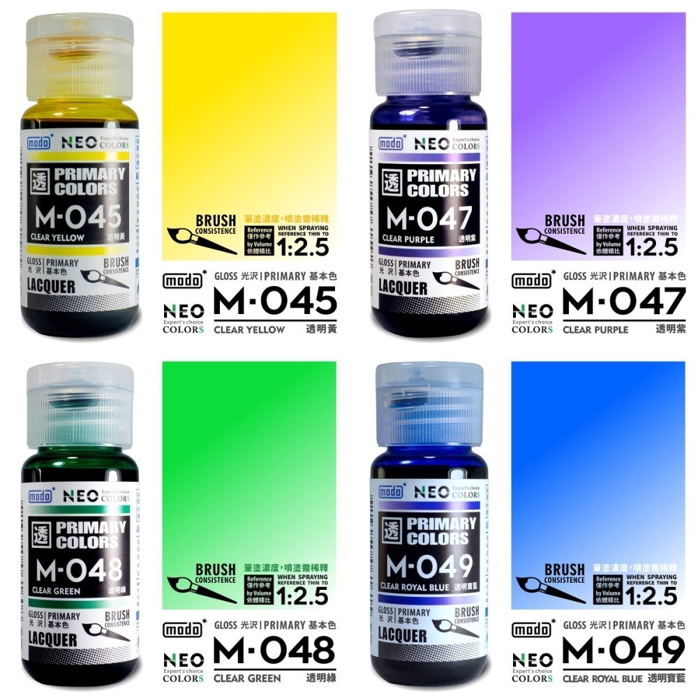 [从人] 摩多 modo NEO M 040~069 透明色 彩色 機甲色 骨架色 白 灰 藍 紅 橙 黃 紫 綠 棕-細節圖3