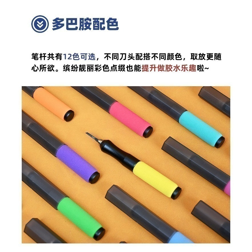 [从人] 懶懶同學 多功能筆桿 12色可選 短刀柄 短筆桿  刻線刀筆桿 筆刀筆桿 扁刀 圓刀 兩用 刀柄-細節圖4