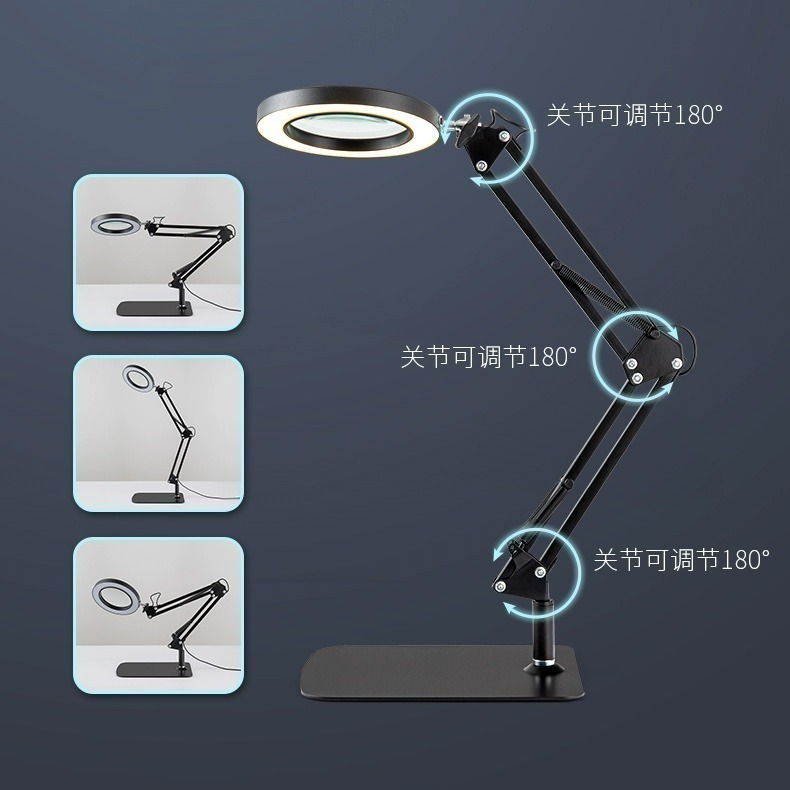 [从人] SHOCREX 台式放大鏡 夾式 LED 放大鏡檯燈 LED 夾燈 鋼彈 模型 作業 放大鏡 台燈-細節圖6