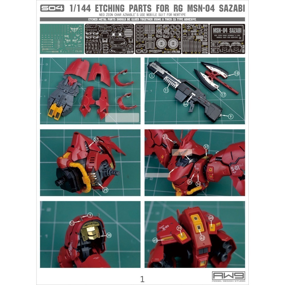 [从人] MAD 鋼魂 AW9 S04 1/144 RG SAZABI 沙薩比 專用改造蝕刻片-細節圖2