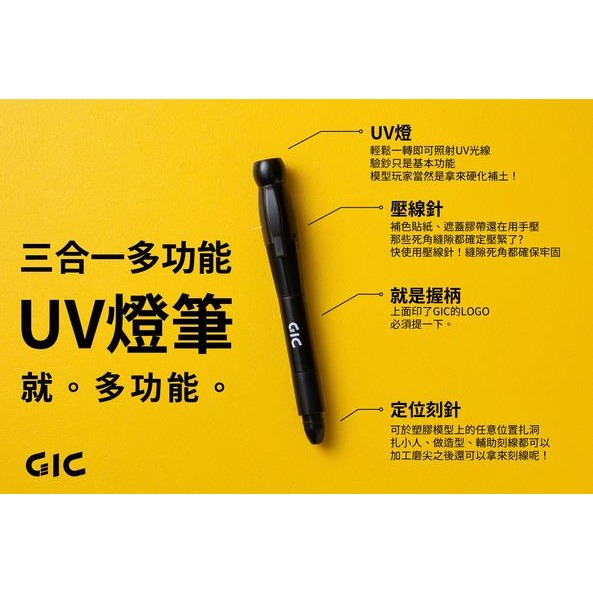 [从人] 現貨 GIC TC-03 三合一多功能 UV 燈筆 光固化膠補土燈-細節圖2