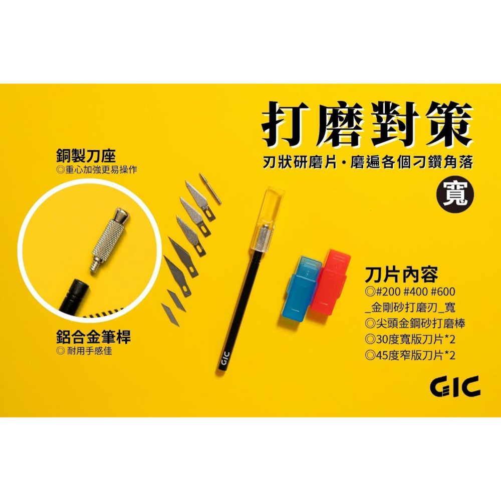 [从人] GIC 研磨筆刀 GP-01 窄版 / GP-02 寬版 附 #200 #400 #600 三種粗細-細節圖3