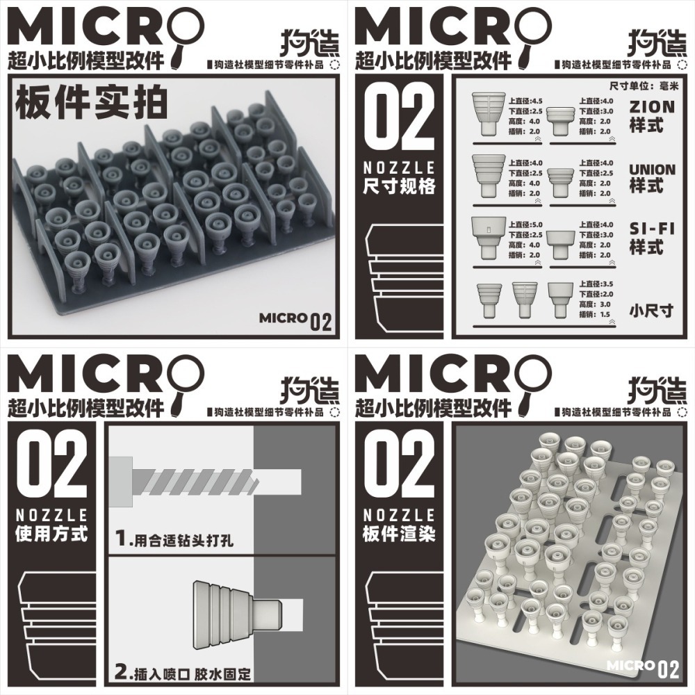 [从人] 狗造社 MICRO 01~02 小比例微縮模型細節改件 通用 萬代 食玩 HG RG 鋼彈 壽屋-細節圖3