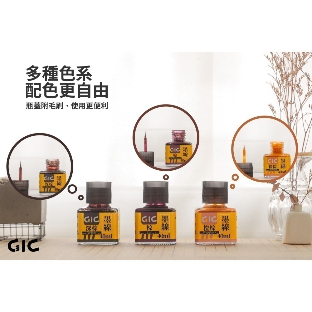 [从人] GIC TW-01 水性墨線液 黑 棕 灰 綠 白 素組滲線夜 W相談室 & AirBeast TW01-細節圖3
