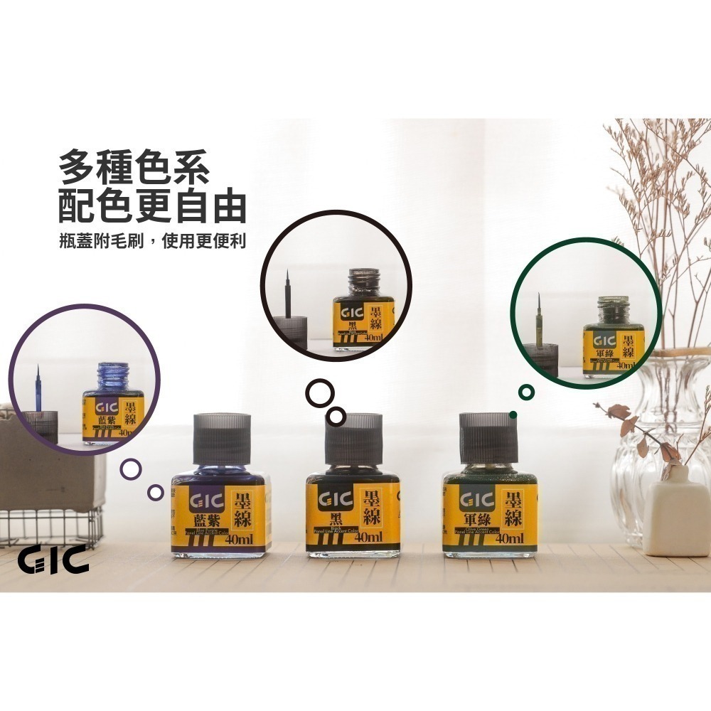 [从人] GIC TW-01 水性墨線液 黑 棕 灰 綠 白 素組滲線夜 W相談室 & AirBeast TW01-細節圖5