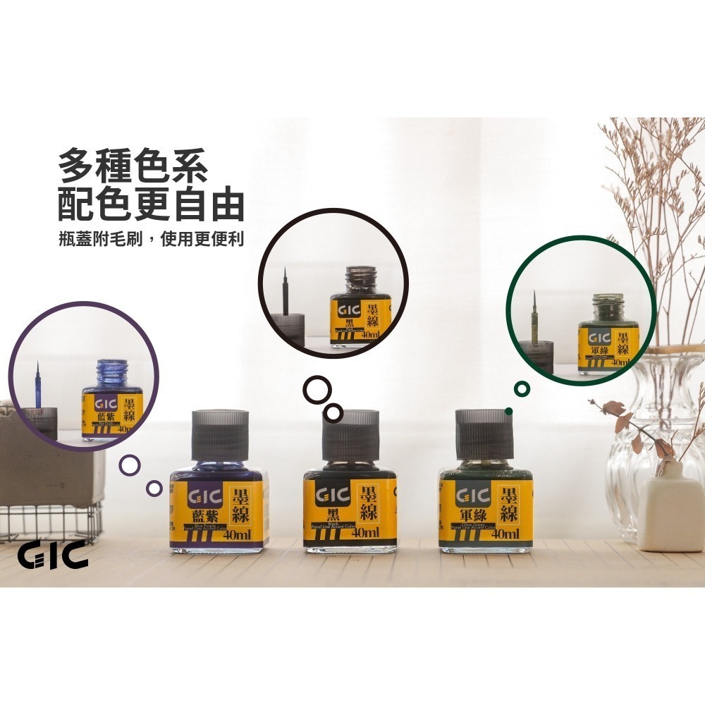 [从人] GIC 水性墨線液 黑 棕 灰 綠 素組滲線夜 W相談室 & AirBeast 聯合開發-細節圖5