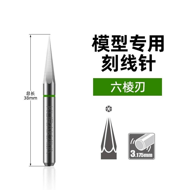 [从人] 倉川 模型刻線針 尖端 三棱 / 四棱 / 六棱 非圓形刻線針 刻線工具 刻線加深-細節圖4