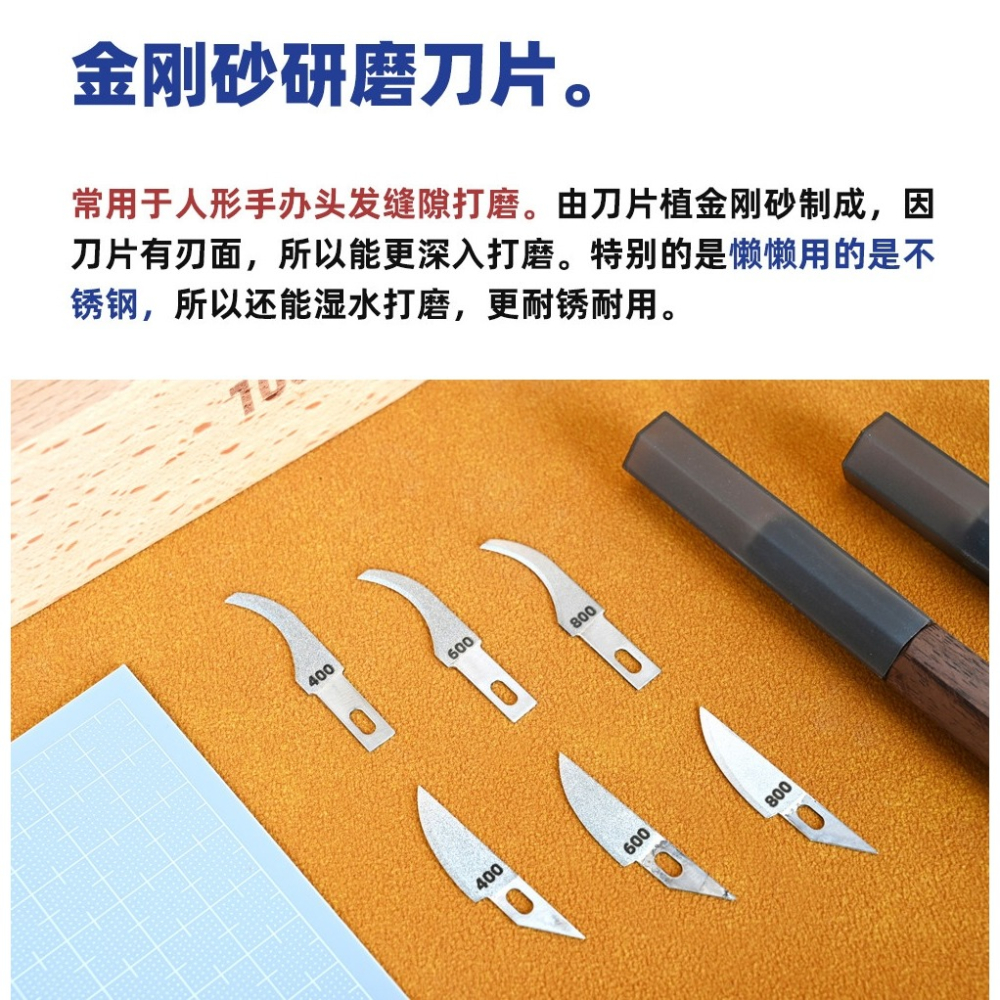 [从人] 懶懶同學 金剛砂磨刀刀片套裝 不鏽鋼銼刀 鋼彈 模型 細節 打磨刀片-細節圖3