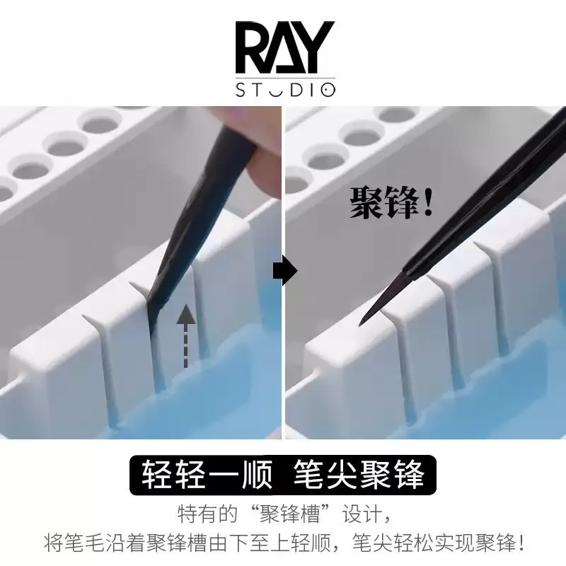[从人] RAY的模型世界 雙艙洗筆筒 + 專用吸水墊 套組 洗筆筒 模型 鋼彈 微縮 筆塗工具-細節圖3