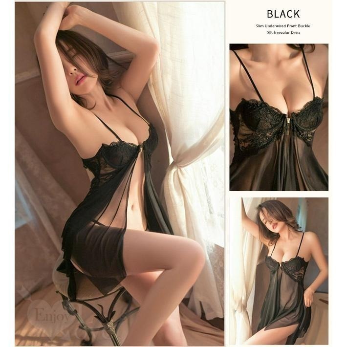 情趣睡衣【附丁字褲】細帶鋼圈聚攏美胸 蕾絲柔紗網紗性感露背 爆乳誘惑 激情免脫 不規則紗裙 性感內衣 531830-細節圖8