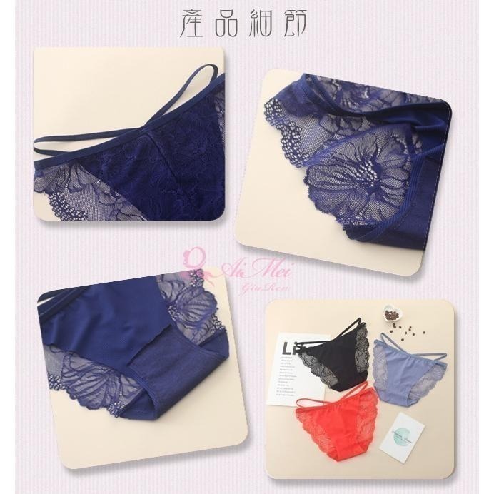 腰際細帶三角褲 棉襠三角內褲 鏤空蕾絲 少女女生性感內褲 情趣女用內褲 流行內褲 38871-細節圖3