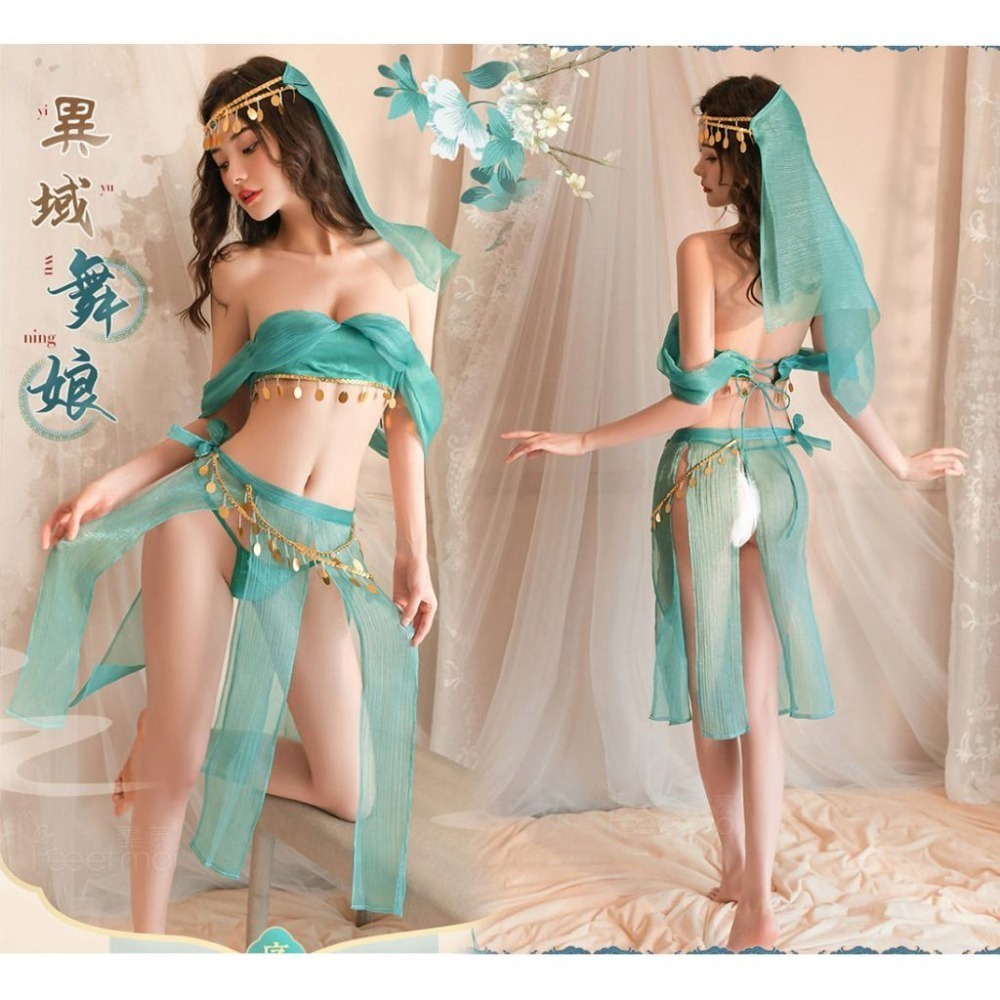 舞姬角色扮演服裝❤飄逸賽石頭紗 後背綁帶比基尼 分片綁帶舞裙套裝 情趣睡衣 情趣內衣 性感誘惑 情趣角色服-細節圖3