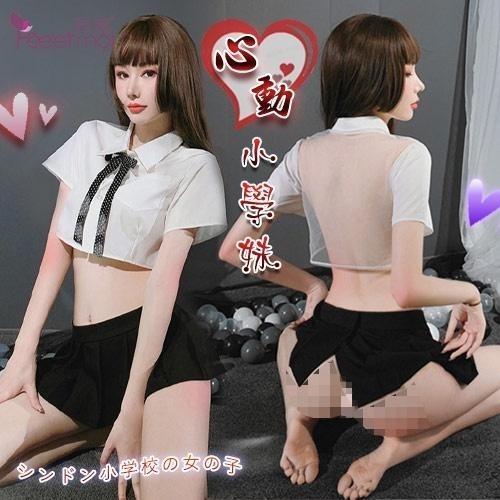 學生角色扮演服裝❤後背裸透視肌透紗襯衫 百摺超短迷你裙套裝 學生情趣角色服 制服誘惑 主題派對表演服裝-細節圖5