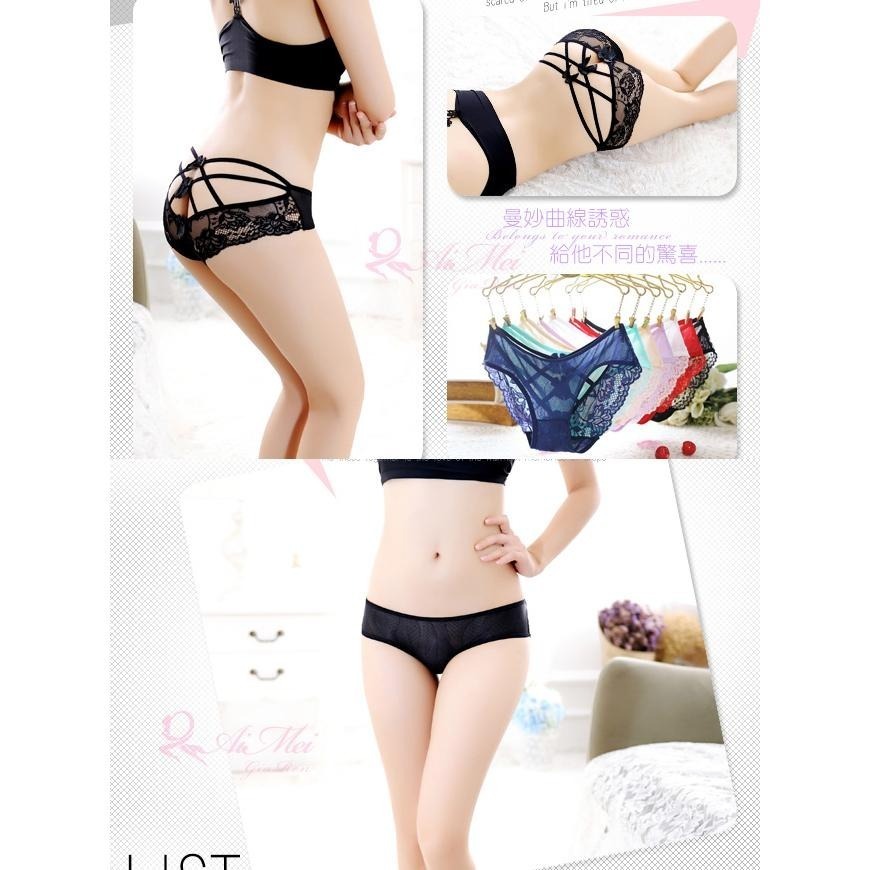 火辣蜜臀交叉細帶鏤空蝴蝶結 造型三角褲 低腰 女生性感內褲 情趣內褲 薄紗 平口 誘惑-細節圖6
