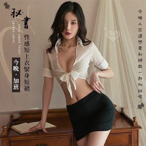 秘書角色扮演服裝❤深V爆乳 透視透膚短上衣 火辣緊身包臀裙短裙 OL制服誘惑 情趣角色服 情趣睡衣 性感內衣 主題派對-細節圖2