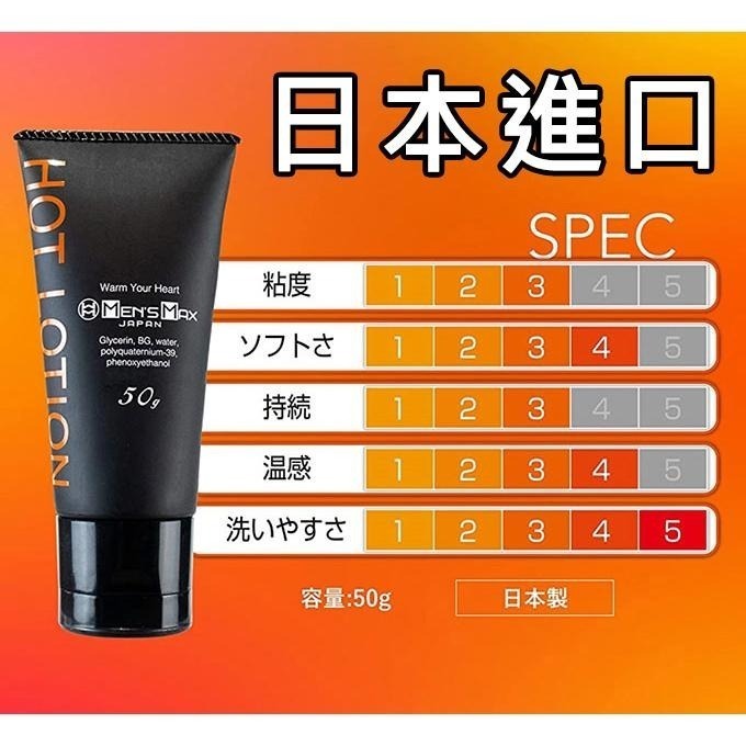 日本進口潤滑液 Mens MAX溫熱感潤滑液【50g】水溶性清水輕鬆洗淨 小包裝輕便 情趣潤滑劑 按摩推油 000807-細節圖3