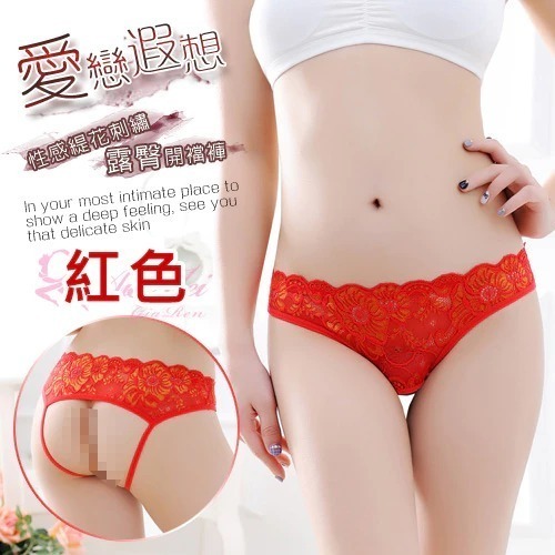 露臀開襠褲 緹花刺繡花朵 後臀鏤空裸肌 女生女性 性感內褲 情趣內褲 火辣誘惑-規格圖3