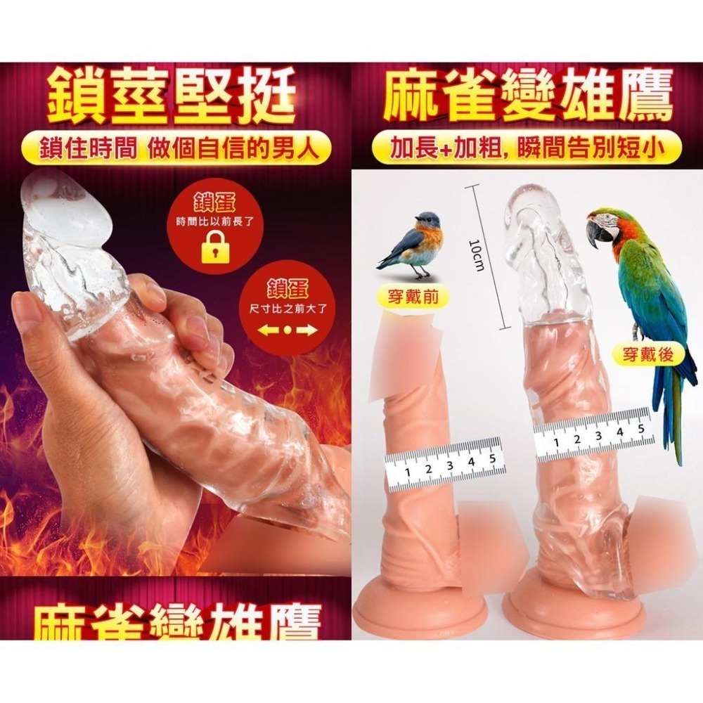 頭部實心 加長10CM 大鋼炮加長鎖精套/前端内置儲精槽/鎖莖堅挺/增長加粗壯大男人雄性/晶透水晶柔軟材質★003913-細節圖3