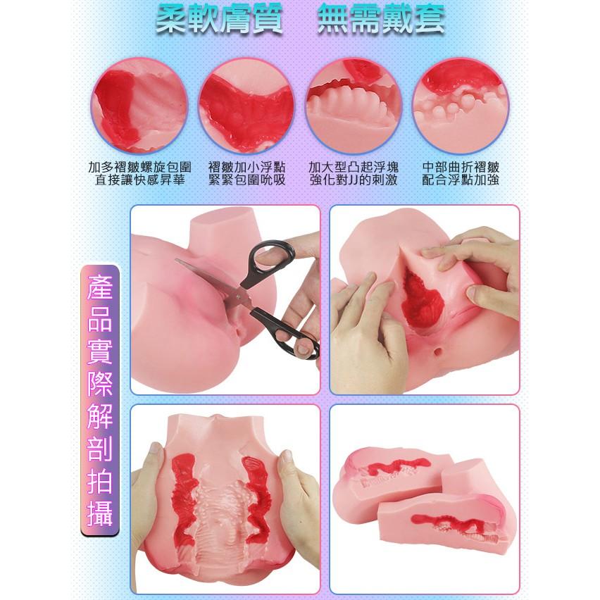 贈200ml潤滑液❤無毛雙穴自慰器 無毛雙色自慰套 下部陰戶自愛器 陰交肛交雙穴立體倒模非貫通 柔軟膚質★001120-細節圖8
