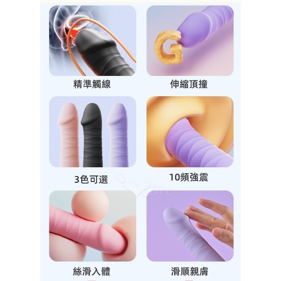 蘭博仿龜頭 老二伸縮按摩棒 抽插變頻震動自慰按摩器 舒適入體 螺紋摩擦刺激 情趣用品 USB充電 逼真肉棒 003413-細節圖3