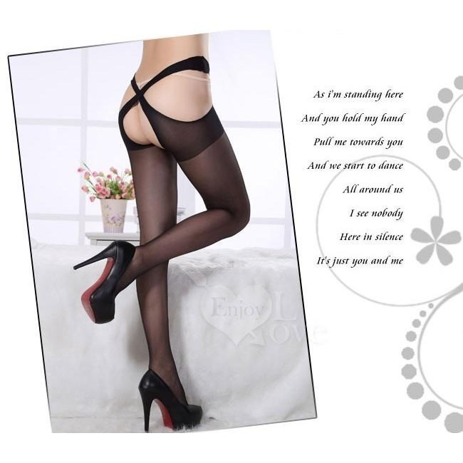 絕美挑逗【黑色】性感交叉鏤空連體絲襪 免脫/不用脫 開襠絲襪 露屁股絲襪 性感網襪 連褲網襪 連褲絲襪-細節圖4