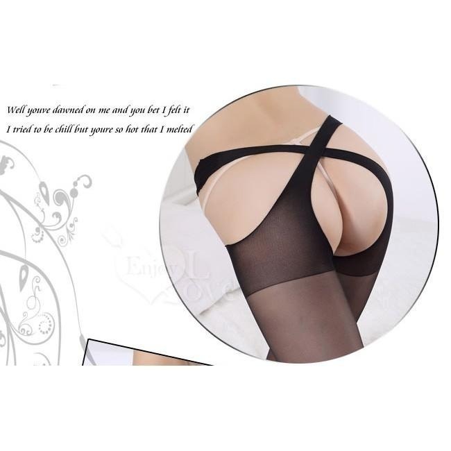 絕美挑逗【黑色】性感交叉鏤空連體絲襪 免脫/不用脫 開襠絲襪 露屁股絲襪 性感網襪 連褲網襪 連褲絲襪-細節圖5