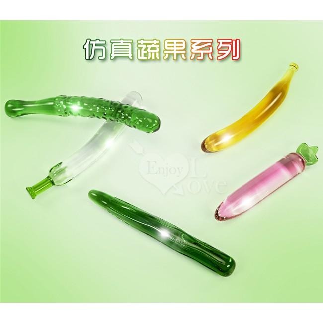 蔬果造型 - 冰晶玻璃按摩棒【碧綠絲瓜】情趣用品/情趣按摩棒/自慰按摩棒/後庭按摩棒/肛門拉珠棒★001291-細節圖2