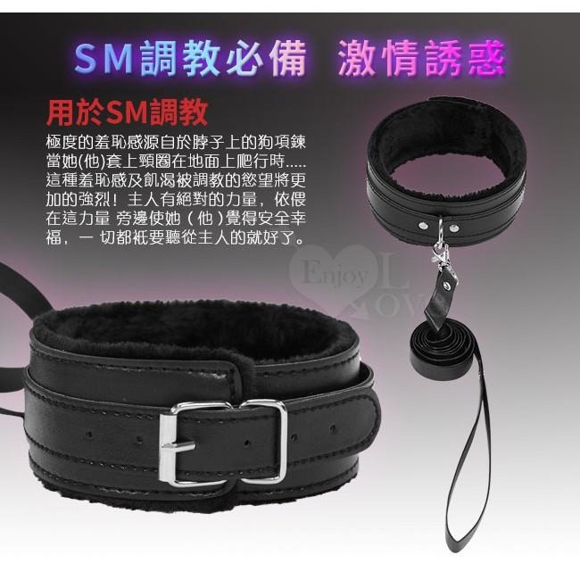 拉狗帶‧舒適毛絨頸圈+帶扣拉狗繩【黑色】SM用品/SM調情/SM調教/SM刑具/性虐待/挑逗/情趣用品★005736-細節圖2