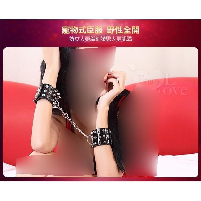 【束縛のSM刑具】龐克時尚有型 25顆卯釘子彈頭 手銬/手枷【黑色】SM道具/SM用品/性虐待/SM調教★005563-細節圖4