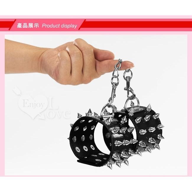 【束縛のSM刑具】龐克時尚有型 25顆卯釘子彈頭 手銬/手枷【黑色】SM道具/SM用品/性虐待/SM調教★005563-細節圖6