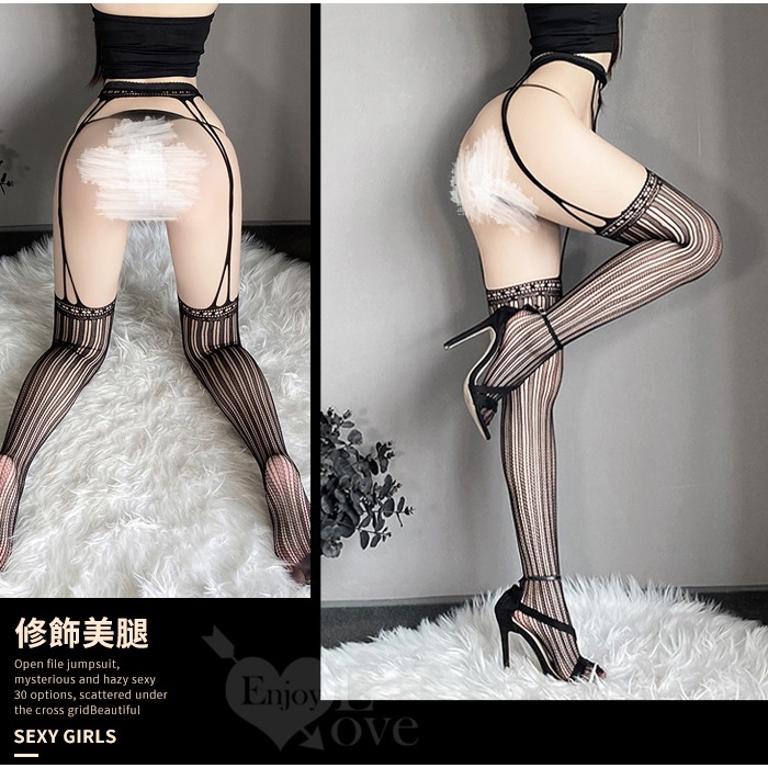 情趣一體吊襪帶【11】激情免脫透視鏤空性感連身網襪誘惑 百變風格情趣睡衣 角色扮演必備火辣美腿 夜店派對造型情趣絲襪-細節圖3