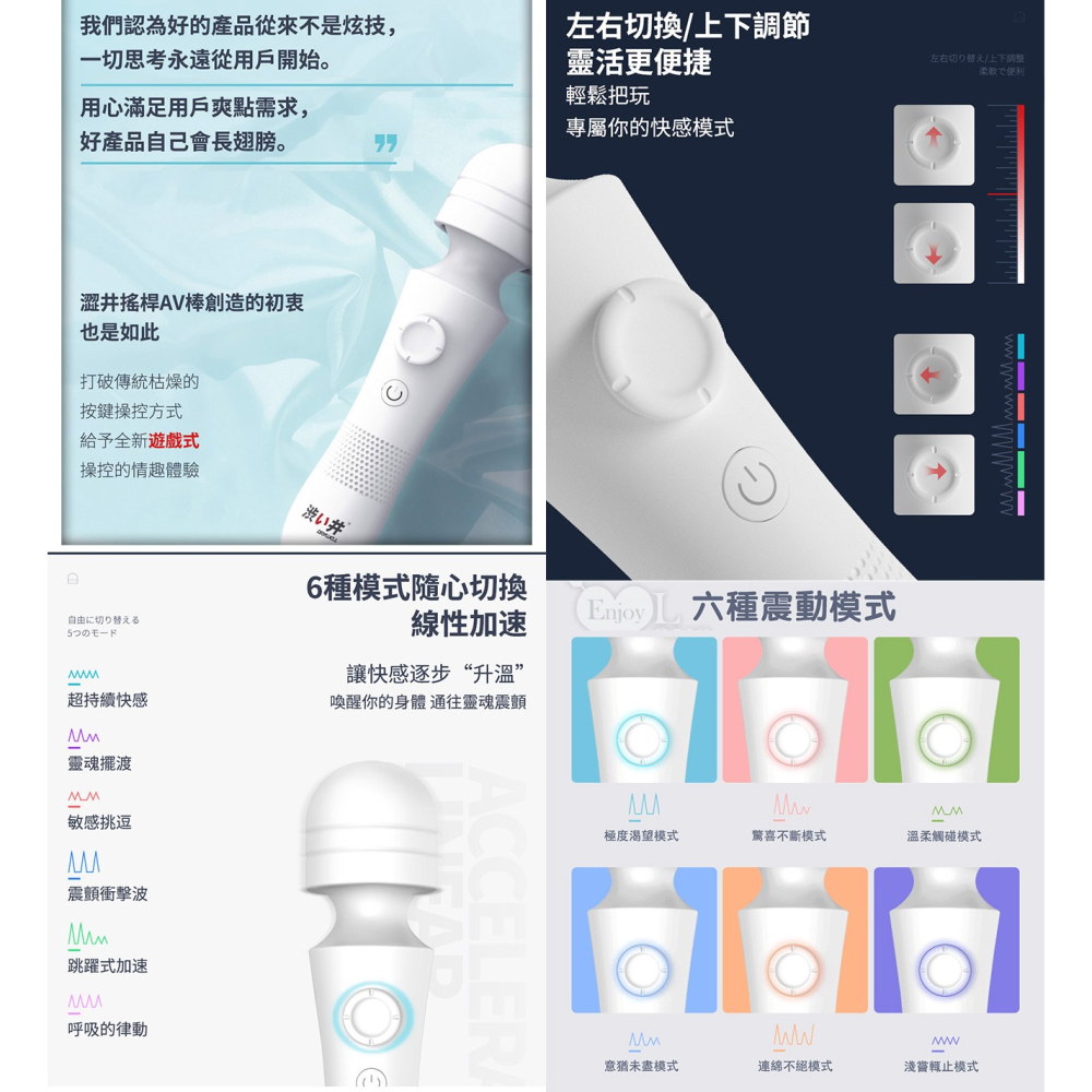 日本涉井 Drywell 6段強力震動AV按摩棒 搖桿控制 超柔軟親膚矽膠 LED燈 自慰按摩器 情趣用品 001275-細節圖4