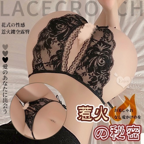 兩側綁帶開襠內褲 免脫開檔內褲 輕透蕾絲花邊 俏臀美臀 情趣內褲 女生性感內褲 情趣三角褲 小丁-規格圖1