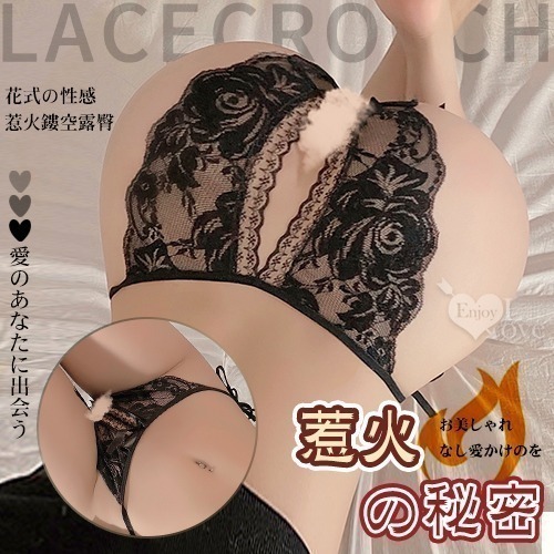 兩側綁帶開襠內褲 免脫開檔內褲 輕透蕾絲花邊 俏臀美臀 情趣內褲 女生性感內褲 情趣三角褲 小丁-規格圖1
