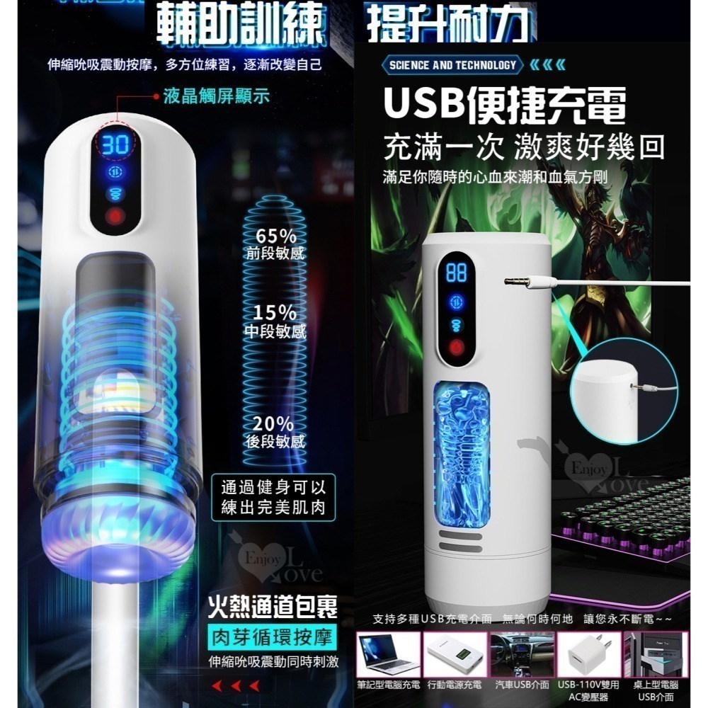 狂飆伸縮活塞抽插自慰飛機杯 吸夾吞吐自慰杯 男用強震自慰器 液晶觸屏 耳機叫床吟聲 恆溫加熱 陰莖龜頭練鍛 003543-細節圖7