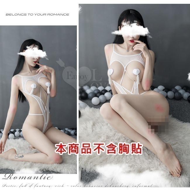 情趣連身衣 美胸爆乳網紗連身衣【本商品不含胸貼】露背細帶V型美胸 情趣睡衣 死庫水 女生性感情趣內衣 性感睡衣-細節圖6