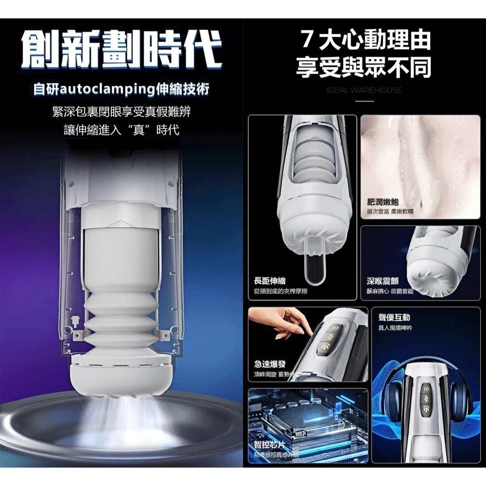 激震伸縮快感電動飛機杯 變頻伸縮抽插震動自慰器 呻吟叫床聲 柔嫩內膽舒適龜頭陰莖按摩 一鍵爆發 USB充電 003836-細節圖4