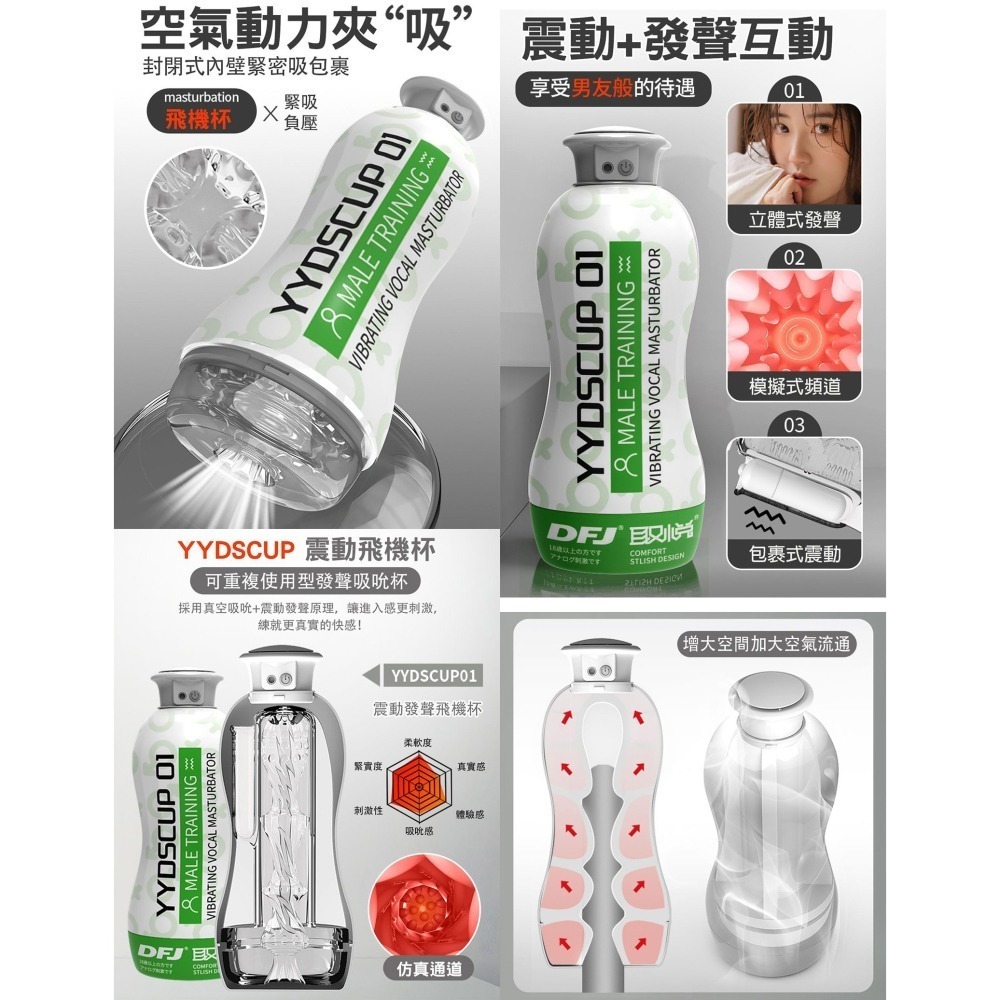 YYDS CUP-01(綠) 震動自慰飛機杯 叫床呻吟聲 夾吸快感龜頭陰莖按摩訓練器 手淫自慰杯 情趣用品 003203-細節圖5