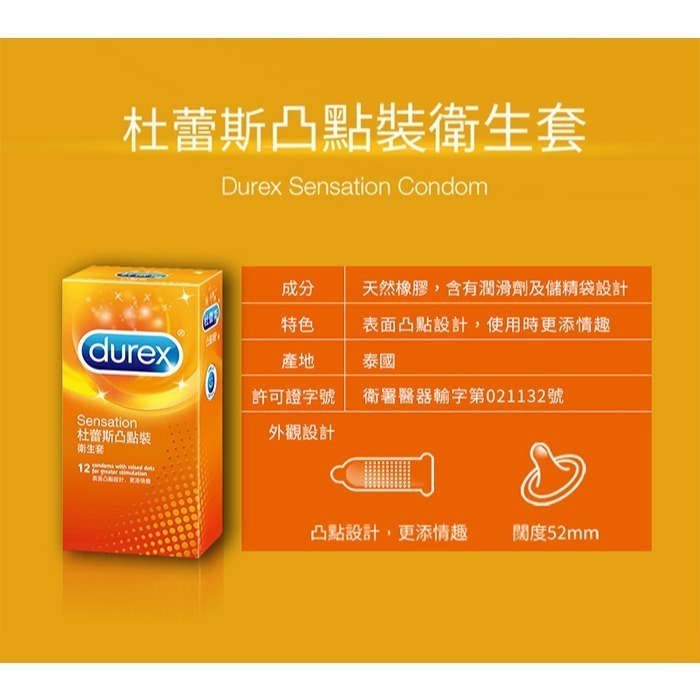 杜蕾斯保險套 加倍刺激 凸點顆粒保險套【12入裝】Durex 衛生套 安全套 避孕套 潤滑劑液 ＃ 005199-細節圖4