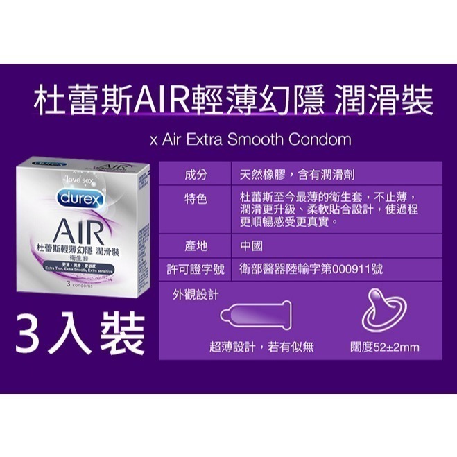 杜蕾斯保險套 AIR輕薄幻隱裝 潤滑裝 裸感服貼 超薄保險套 Durex 衛生套 安全套 避孕套 潤滑劑液-細節圖5