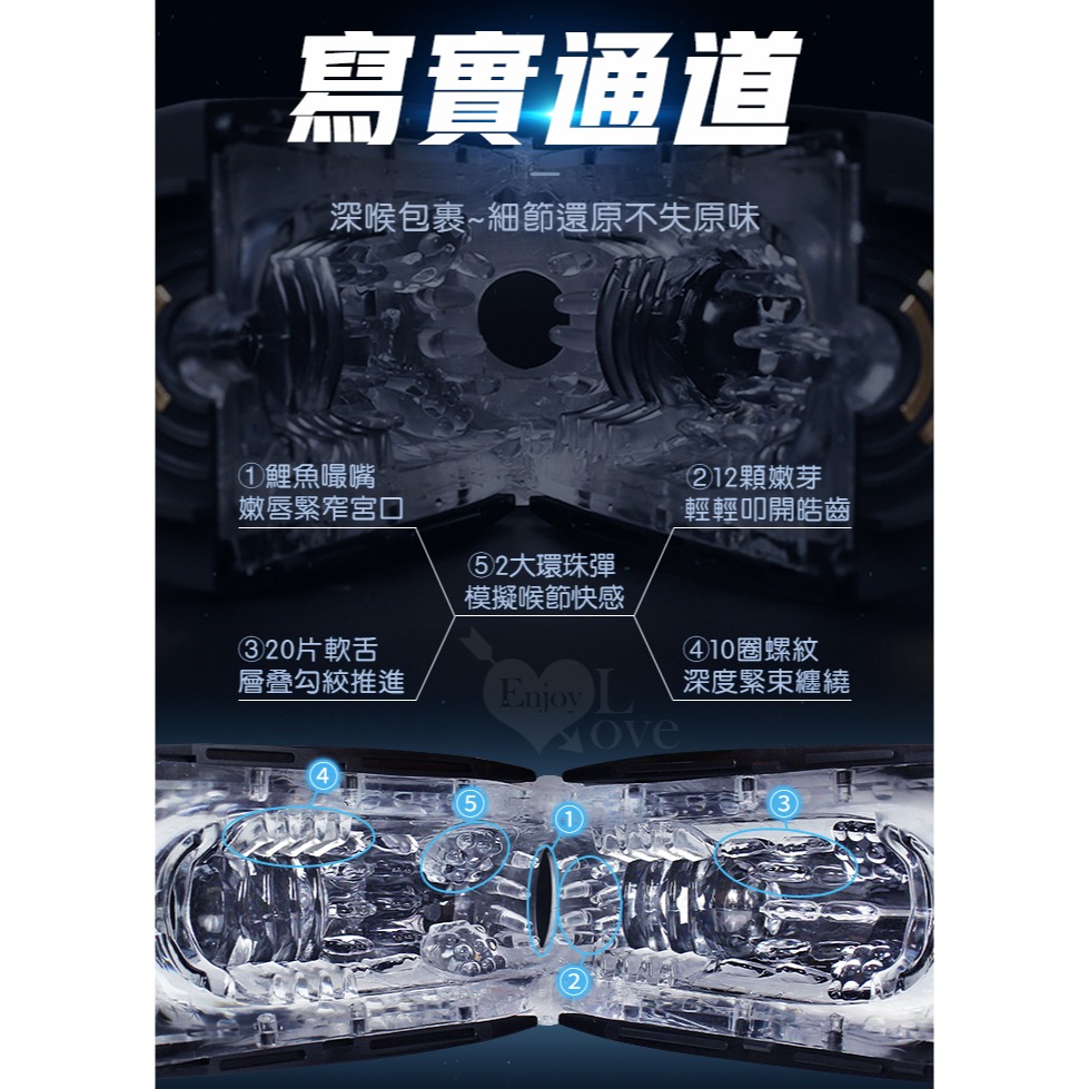 美人魚吸震雙享飛機杯 4段夾吸 10頻震動 5D顆粒擬真通道 USB充電 男用自慰器 情趣用品 龜頭訓練器 002998-細節圖4