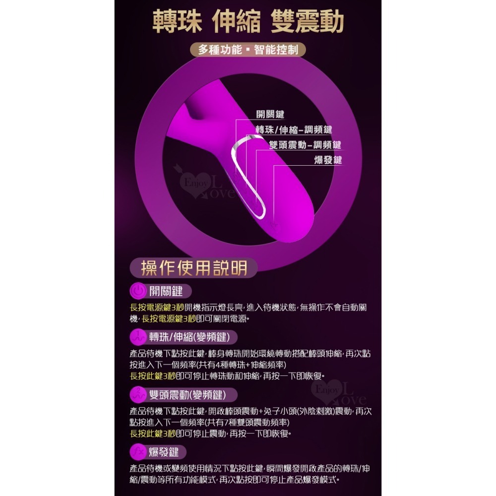 一鍵爆發 轉珠伸縮按摩棒 雙排滾珠 強震按摩棒 派蒂菈情趣按摩棒 磁吸充電 陰蒂刺激 情趣用品 女用自慰器 002000-細節圖8